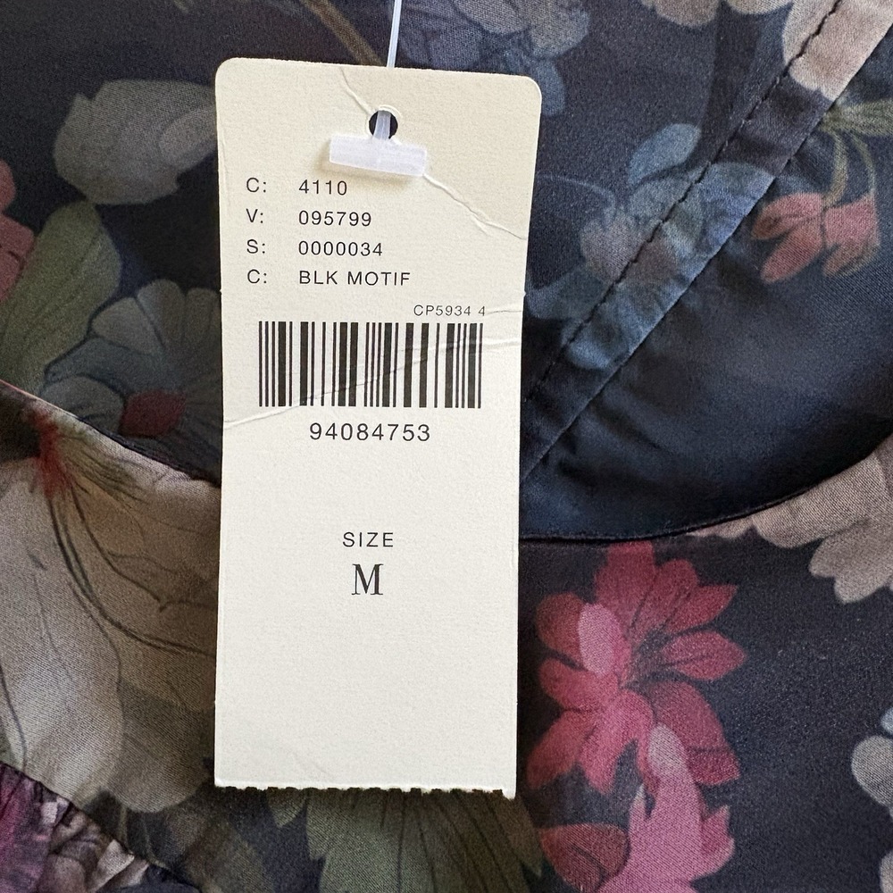 NWT Anthropologie Black Floral Corset Blouse Size M Sheer Puff Sleeve Ruffle Top - Picture 11 of 16